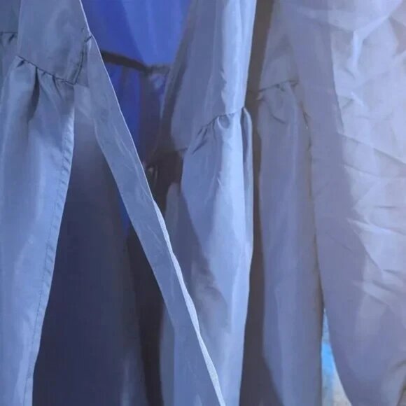 NWOT Monki Women Long Sleeve Midi Wrap Front Side Tie Dress Blue Size 38 (US 6) - Picture 11 of 14